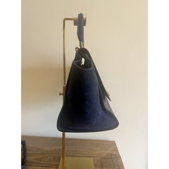 Céline Trapeze Bag In Navy Blue Leather & Suede With Gold-Tone Hardware - Picture 6 of 9